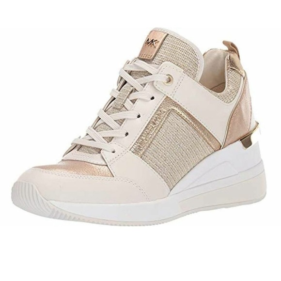 Michael Kors Georgie Gold Lurex Wedge Sneakers size 7 - Picture 2 of 13